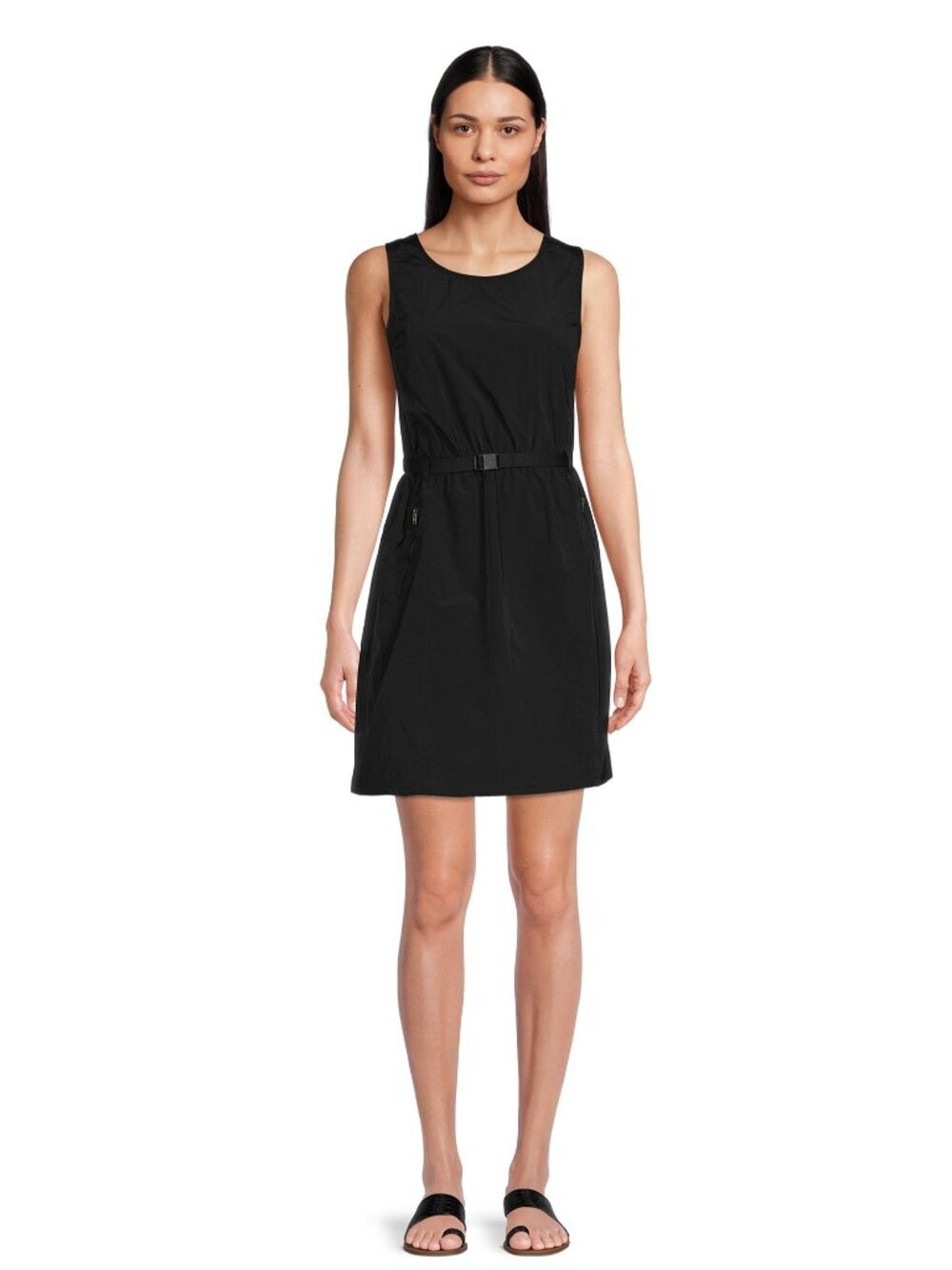 Avia Womens Black Sleeveless Active Travel Mini Dress Belted Waist Size XXL (20)